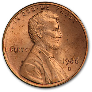 Buy 1986-D Lincoln Cent BU (Red)