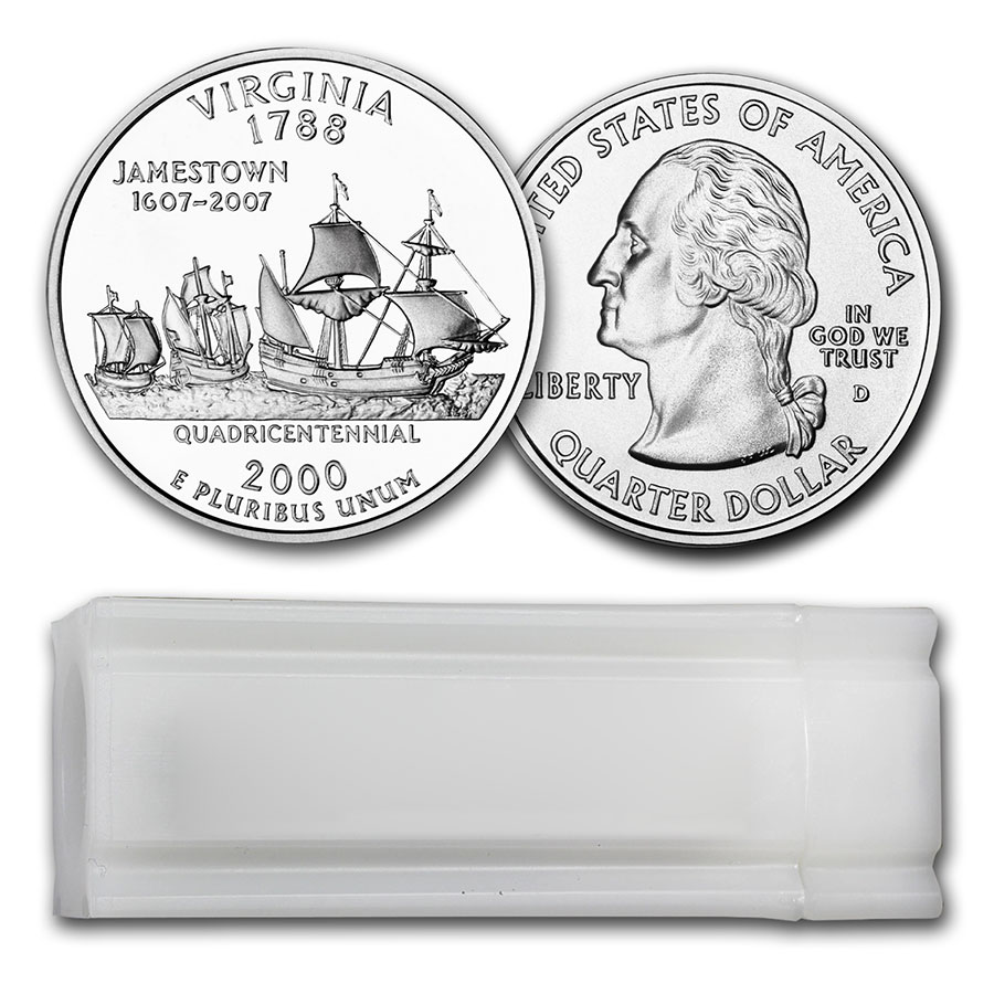 Buy 2000-D Virginia Statehood Quarter 40-Coin Roll BU - Click Image to Close