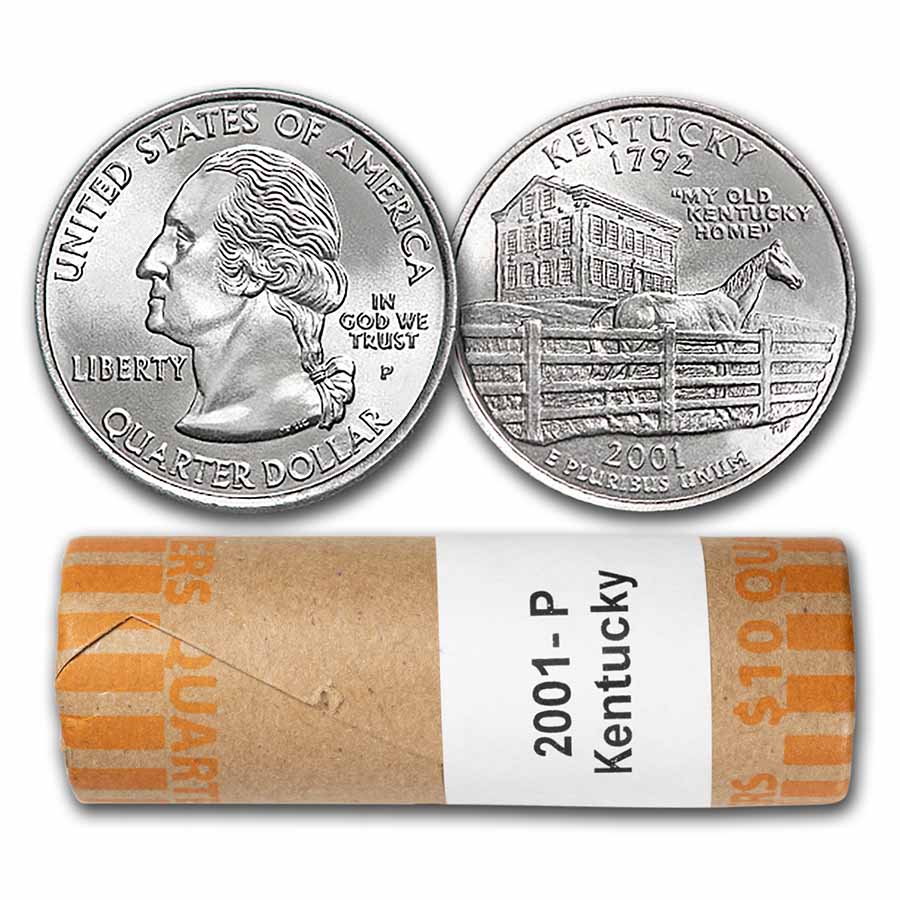 Buy 2001-P Kentucky Statehood Quarter 40-Coin Roll BU - Click Image to Close