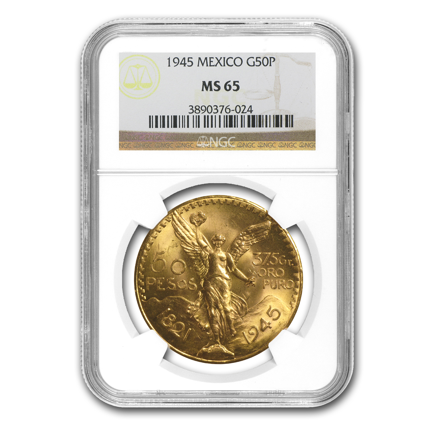 Buy 1945 Mexico Gold 50 Pesos MS-65 NGC