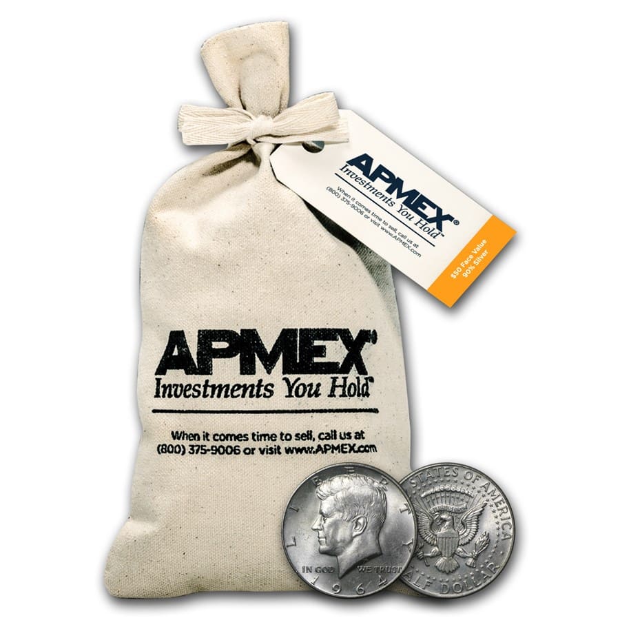 Buy 90% Silver Kennedy Half Dollars $50 Face Value Bag (1964) - Click Image to Close