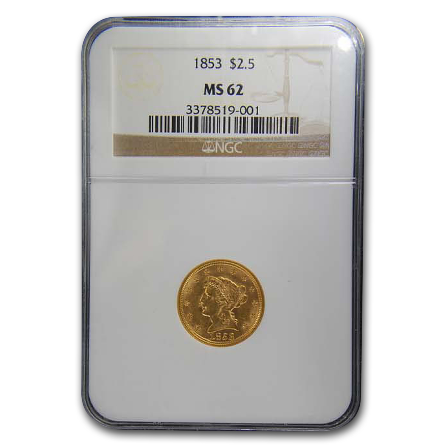 Buy 1853 $2.50 Liberty Gold Quarter Eagle MS-62 NGC