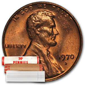 Buy 1970-D Lincoln Cent 50-Coin Roll BU - Click Image to Close