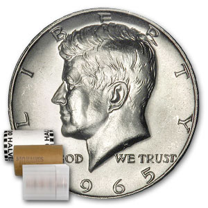 Buy 1965 Kennedy Half Dollar 20-Coin Roll BU - Click Image to Close
