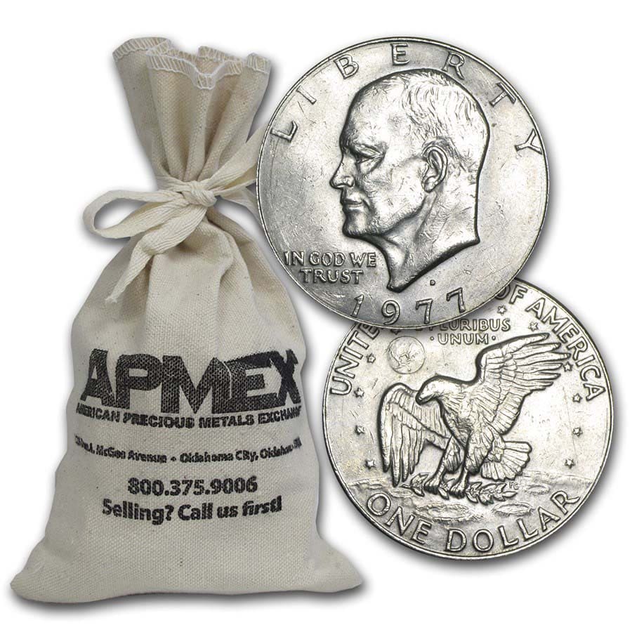 Buy 1971-1978 Clad Eisenhower Dollars $100 Face Value Bags XF-AU - Click Image to Close