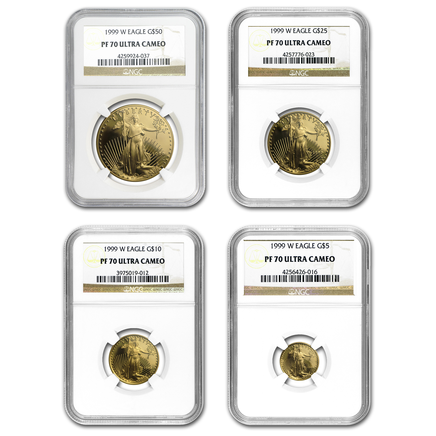 Buy 1999-W 4-Coin Proof American Gold Eagle Set PF-70 UCAM NGC - Click Image to Close