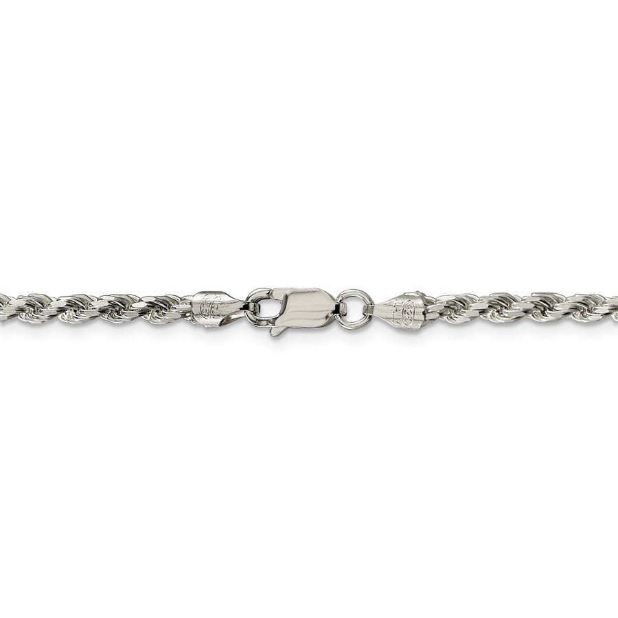 Sterling Silver 3 mm Diamond Cut Rope Chain - 24 in.