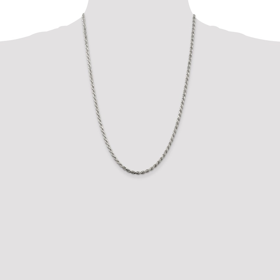 Sterling Silver 3 mm Diamond Cut Rope Chain - 24 in.
