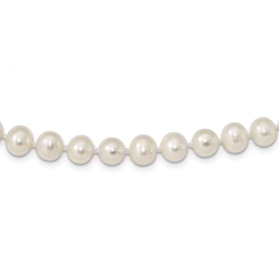 Sterling Silver 7-8 mm White Freshwater Cultured Pearl Necklace