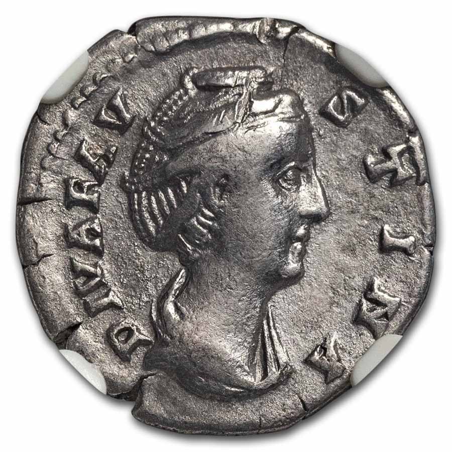 Roman AR Denarius Faustina Sr. (138-140/1 AD) VF NGC