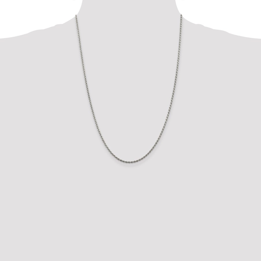 Sterling Silver 1.75 mm Diamond Cut Rope Chain - 24 in.