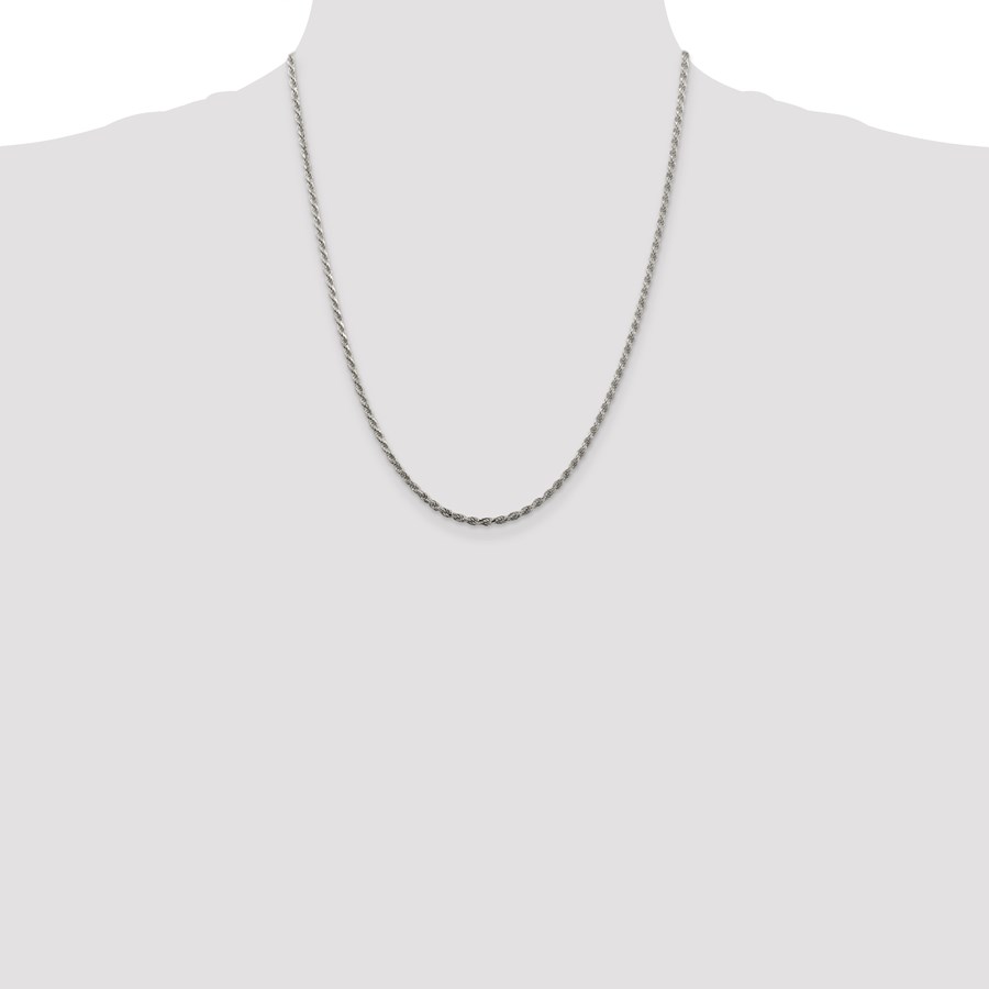 Sterling Silver 2.25 mm Diamond Cut Rope Chain - 22 in.