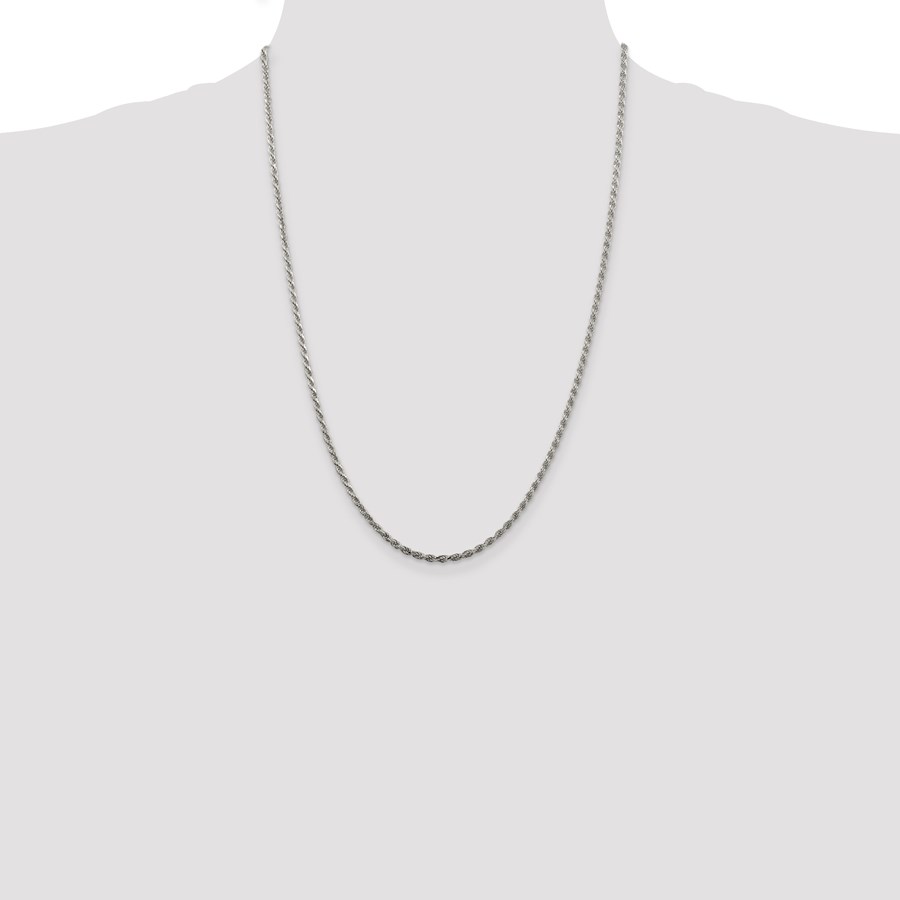 Sterling Silver 2.25 mm Diamond Cut Rope Chain - 24 in.