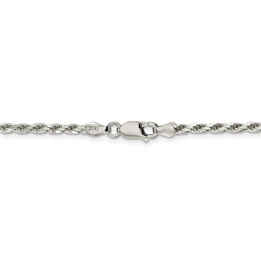 Sterling Silver 2.5 mm Diamond Cut Rope Chain - 24 in.