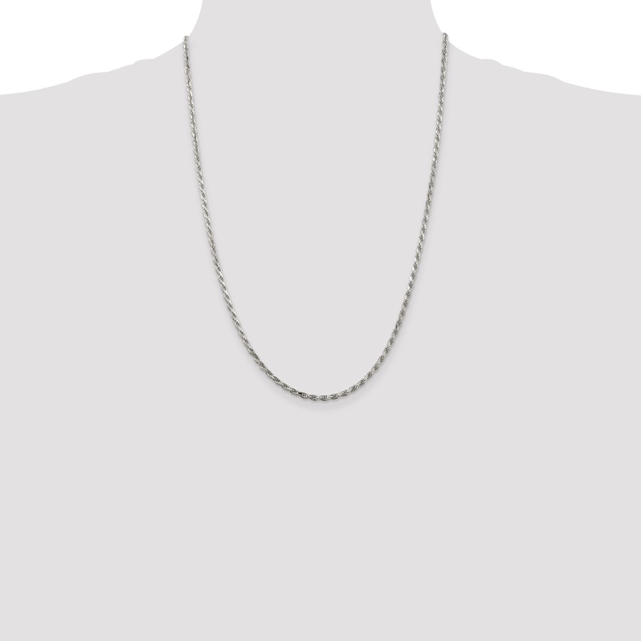 Sterling Silver 2.5 mm Diamond Cut Rope Chain - 24 in.