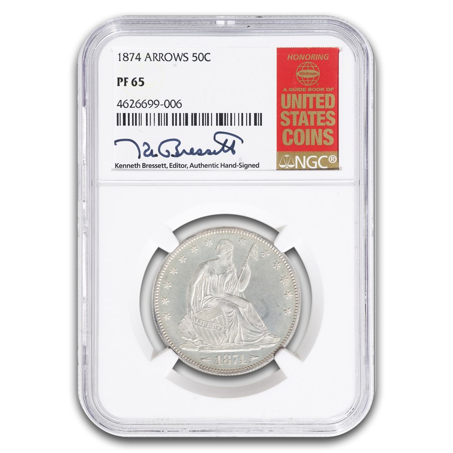 1874 Liberty Seated Half Dollar w/Arrows PF-65 NGC