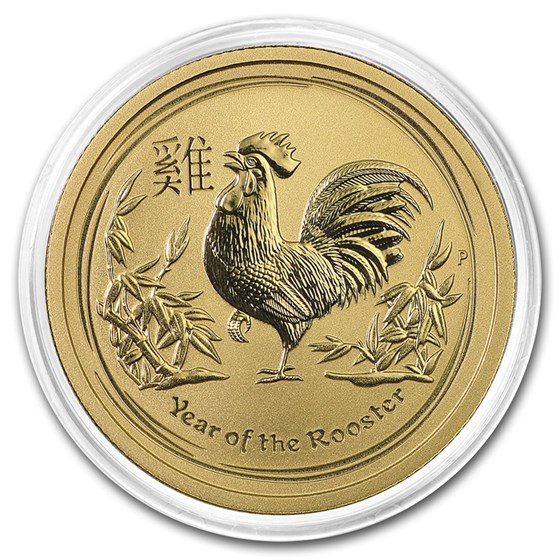 2017 Australia 1 oz Gold Lunar Rooster BU (Series II)