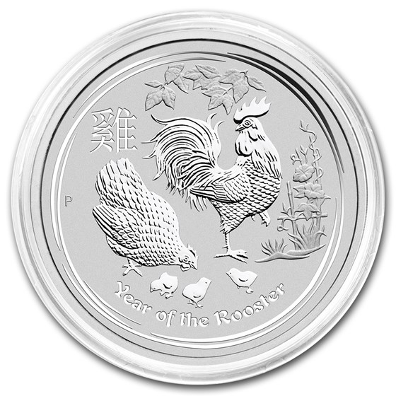 2017 Australia 2 oz Silver Lunar Rooster BU