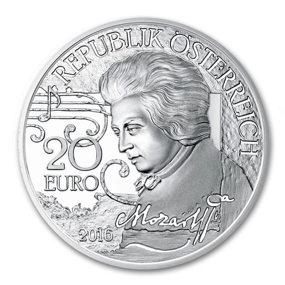 2016 Austria Proof Silver €20 Mozart (The Legend)