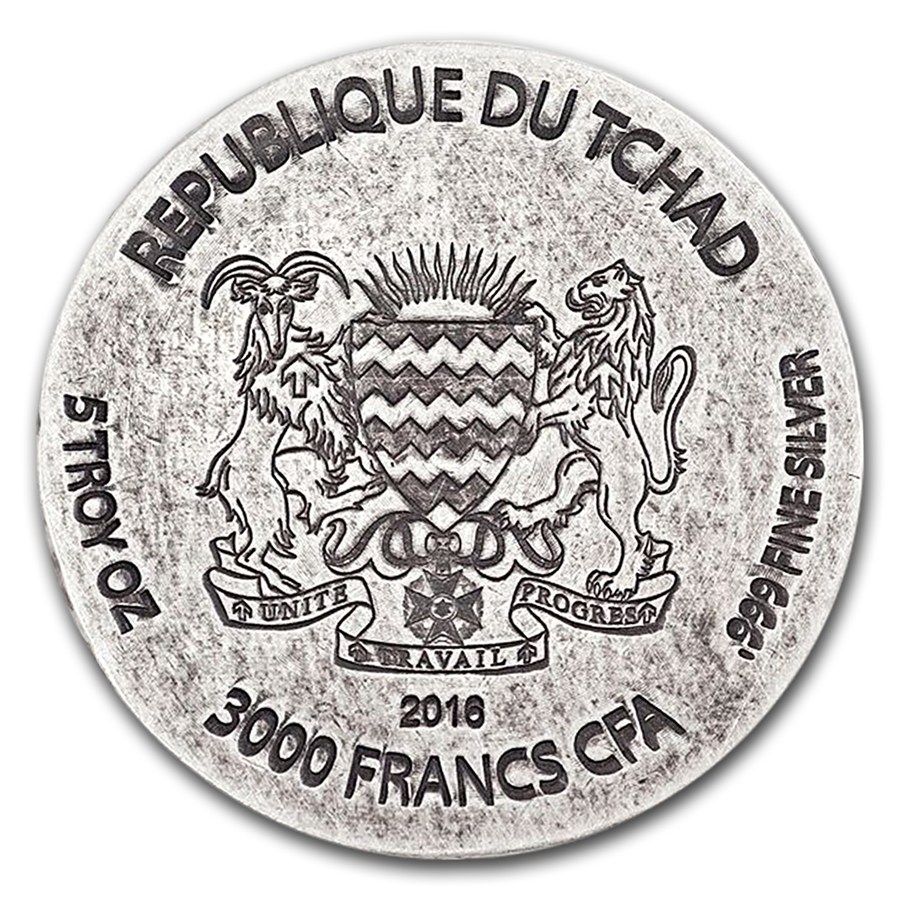 2016 Republic of Chad 5 oz Silver King Tut