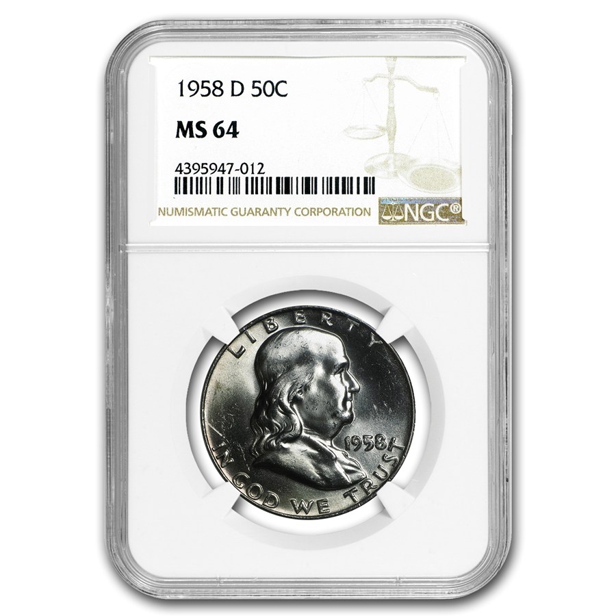 1958-D Franklin Half Dollar MS-64 NGC