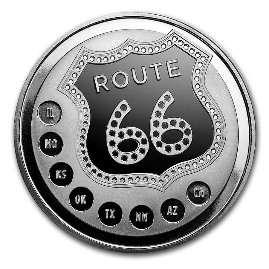 1 oz Silver Round - Get Your Kicks on Route 66 1 oz Silver Round - Get Your Kicks on Route 66