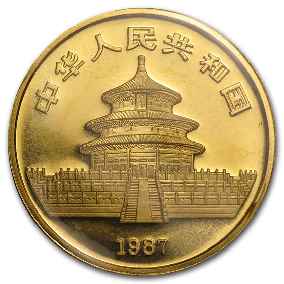 1987-S China 1 oz Gold Panda BU (Sealed)