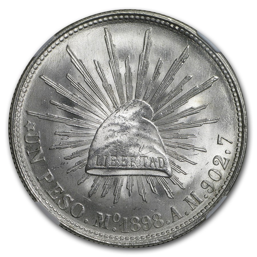 1898 Mo-AM Mexico Silver 1 Peso MS-64 NGC (1949 Restrike)
