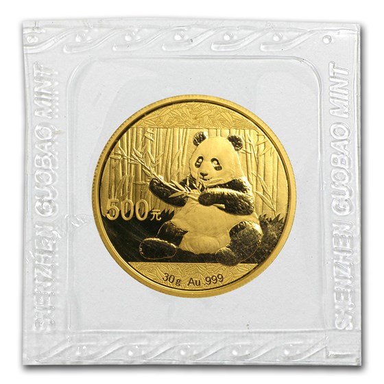 2017 China 30 gram Gold Panda BU (Sealed)