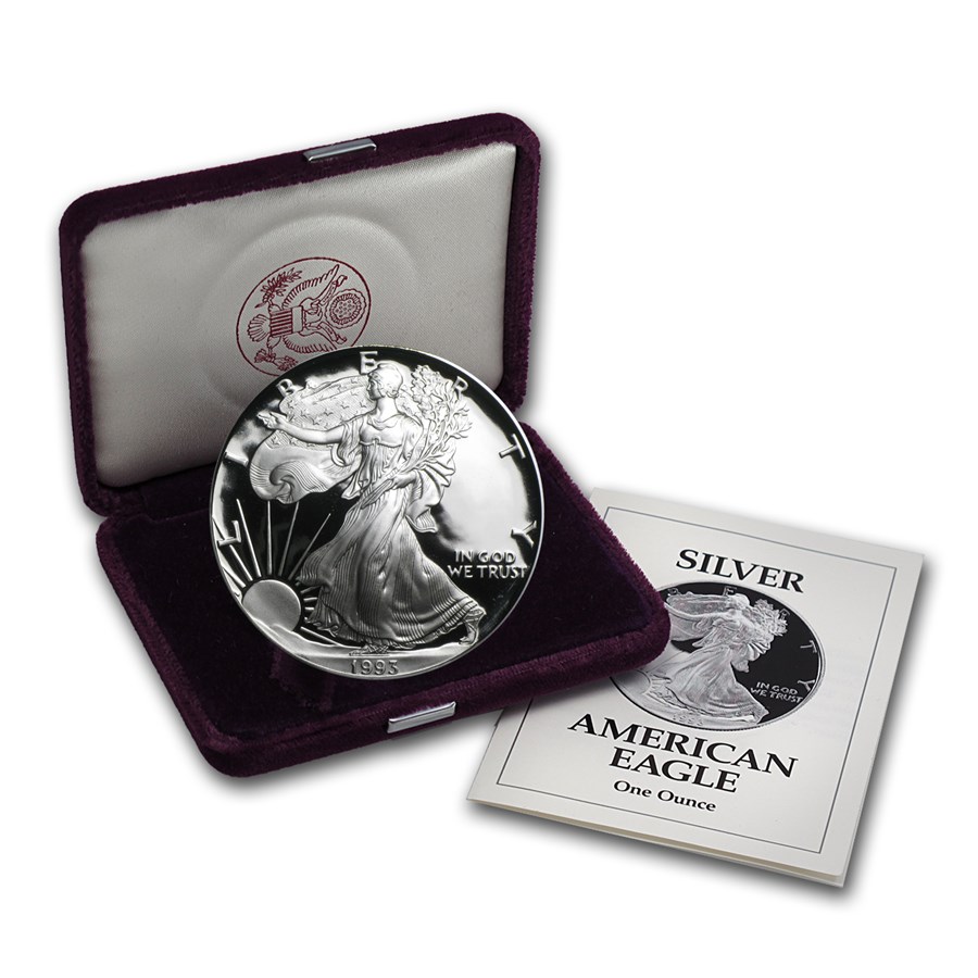1993-P 1 oz Proof American Silver Eagle (w/Box & COA)