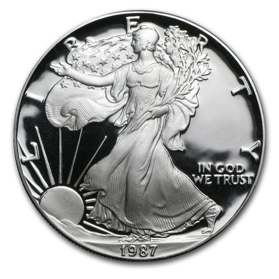 1987-S 1 oz Proof American Silver Eagle (w/Box & COA)