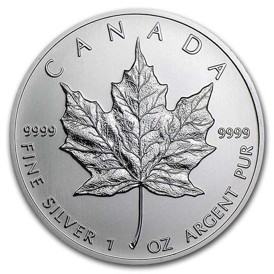 1 oz Canadian Silver Maple Leaf Coin BU (Random Year) 1 oz Canadian Silver Maple Leaf Coin BU (Random Year)