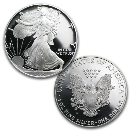 1995-W 5-Coin Proof American Eagle Set (10th Anniv, Box &amp; COA)