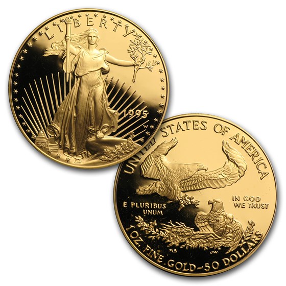 1995-W 5-Coin Proof American Eagle Set (10th Anniv, Box &amp; COA)