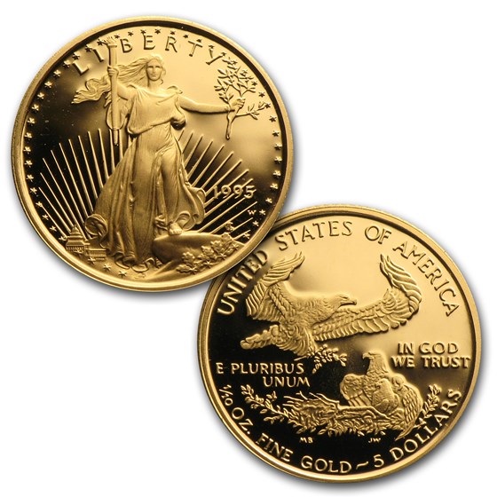 1995-W 5-Coin Proof American Eagle Set (10th Anniv, Box &amp; COA)