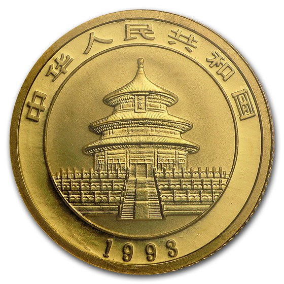 1993 China 1/10 oz Gold Panda Large Date BU (Sealed)