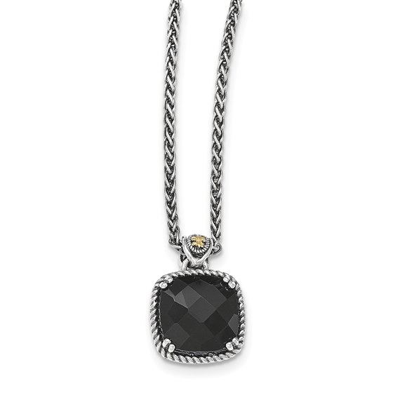Sterling Silver w/14k Onyx Necklace