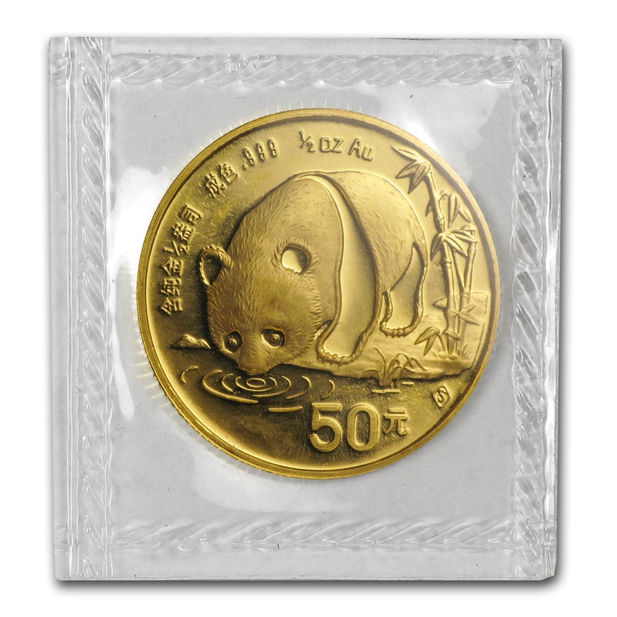 1987-S China 1/2 oz Gold Panda BU (Sealed)