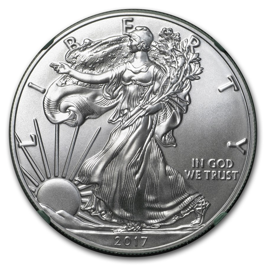 2017 American Silver Eagle MS-70 NGC (ER, Green Holder)