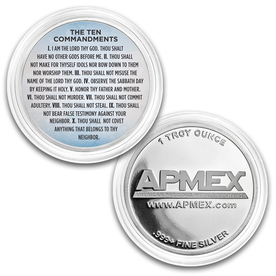 1 oz Silver Colorized Round - APMEX (Ten Commandments Sky Blue)