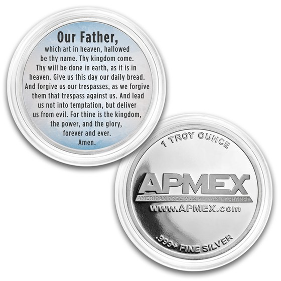 1 oz Silver Colorized Round - APMEX (The Lord's Prayer, Sky Blue)