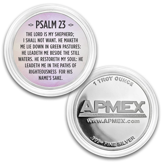 1 oz Silver Colorized Round - APMEX (Psalm 23, Lavender)