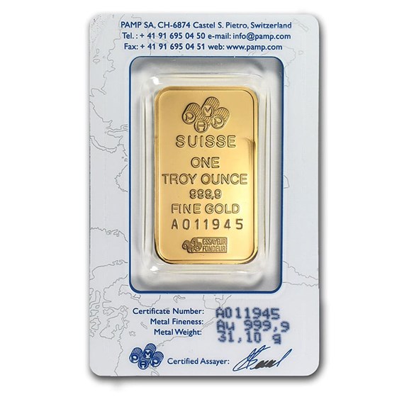 1 oz Gold Bar - PAMP Suisse Lady Fortuna (Classic Assay)