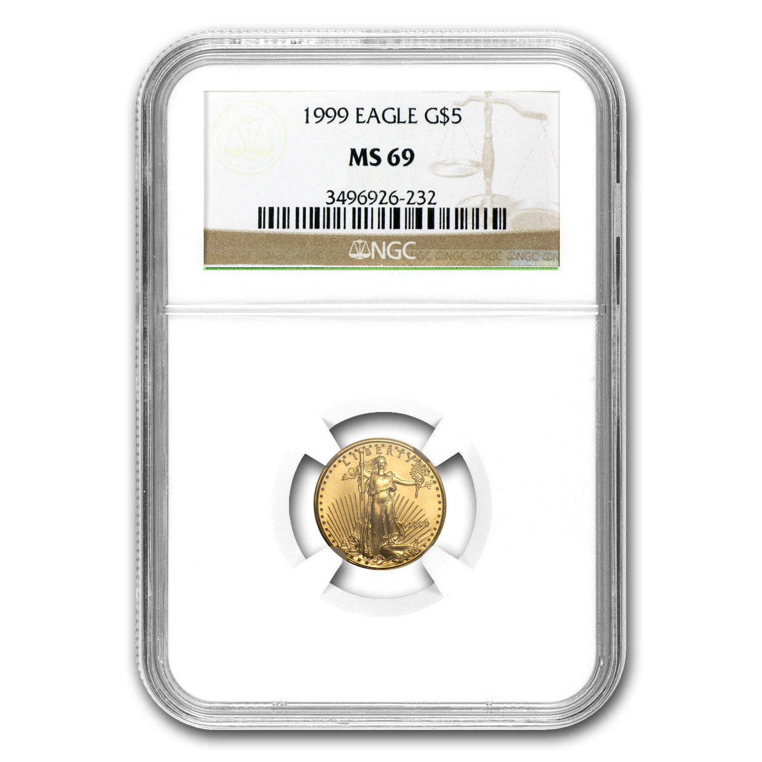 1999 1/10 oz American Gold Eagle MS-69 NGC
