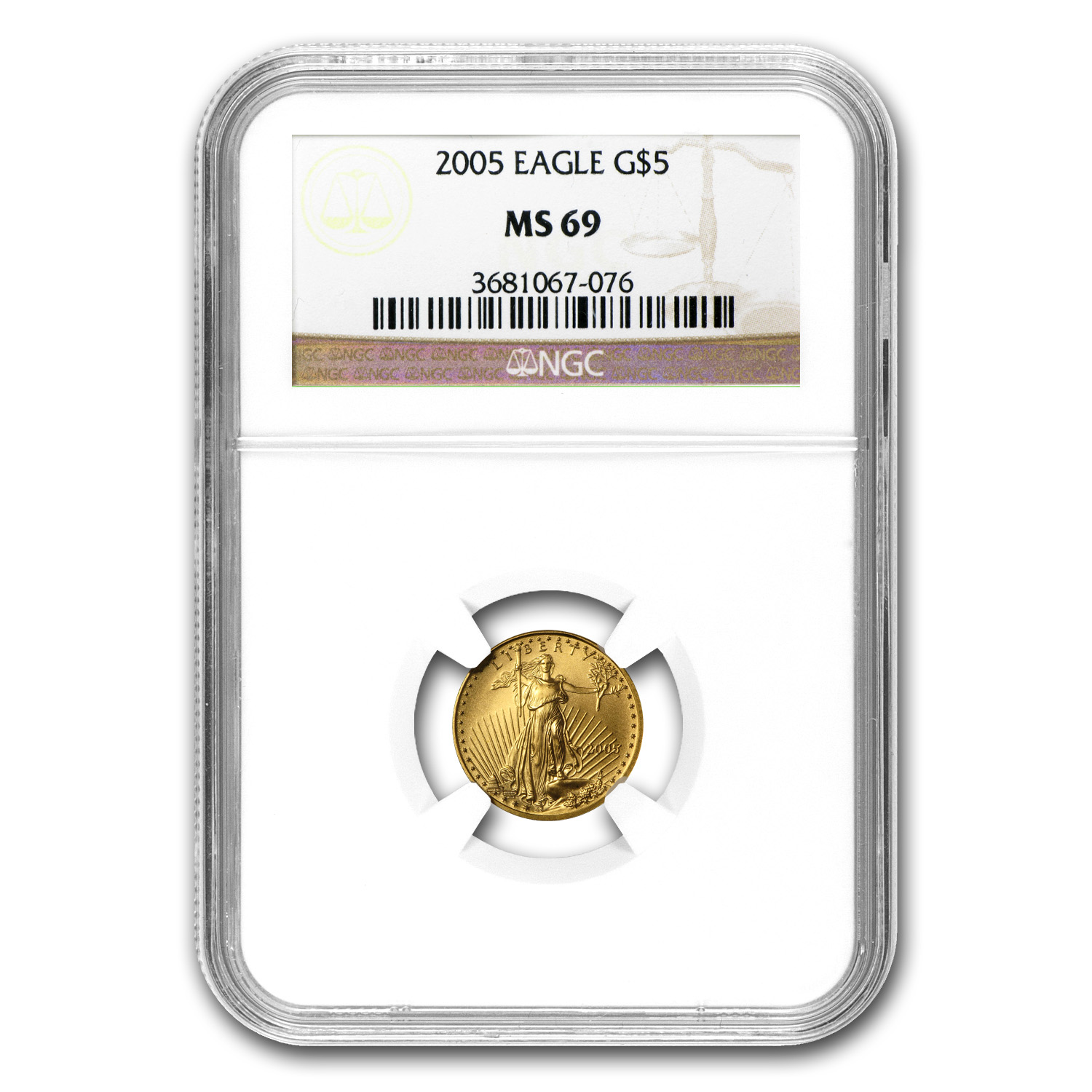 2005 1/10 oz American Gold Eagle MS-69 NGC
