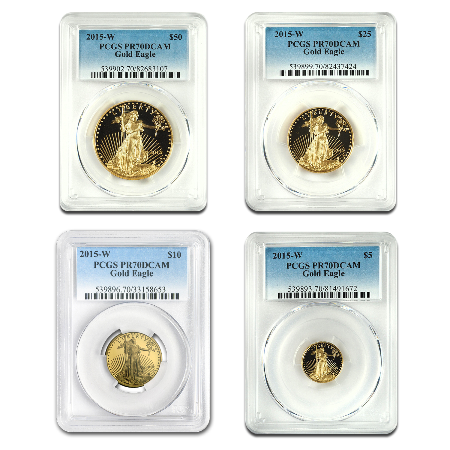2015-W 4-Coin Proof Gold Eagle Set PR-70 PCGS