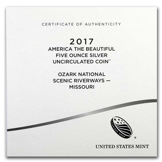 2017-P 5 oz Silver ATB Ozark Riverways (w/Box &amp; COA)