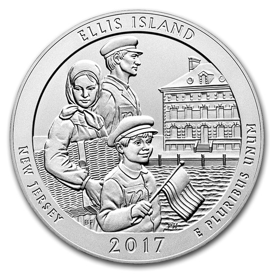 2017-P 5 oz Silver ATB Ellis Island (w/Box &amp; COA)