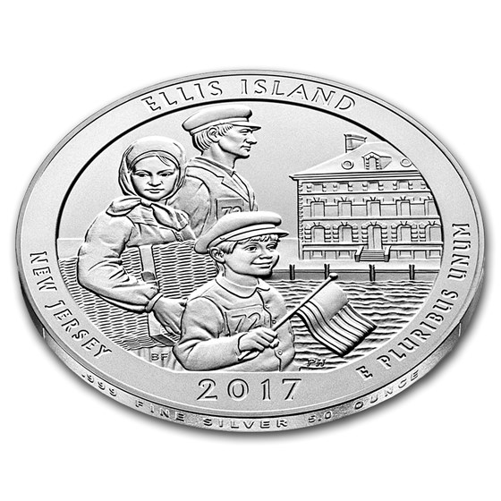 2017-P 5 oz Silver ATB Ellis Island (w/Box &amp; COA)