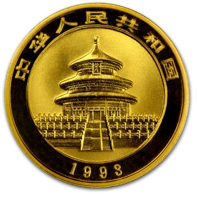1993 China 1/4 oz Gold Panda Large Date BU (Sealed)
